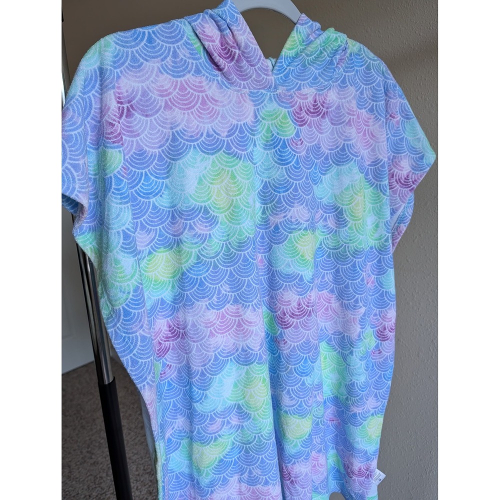 Wonder Nation Girls XXL 18 Mermaid Scale Hooded Terry Cloth Swim Cover-Up Pastel